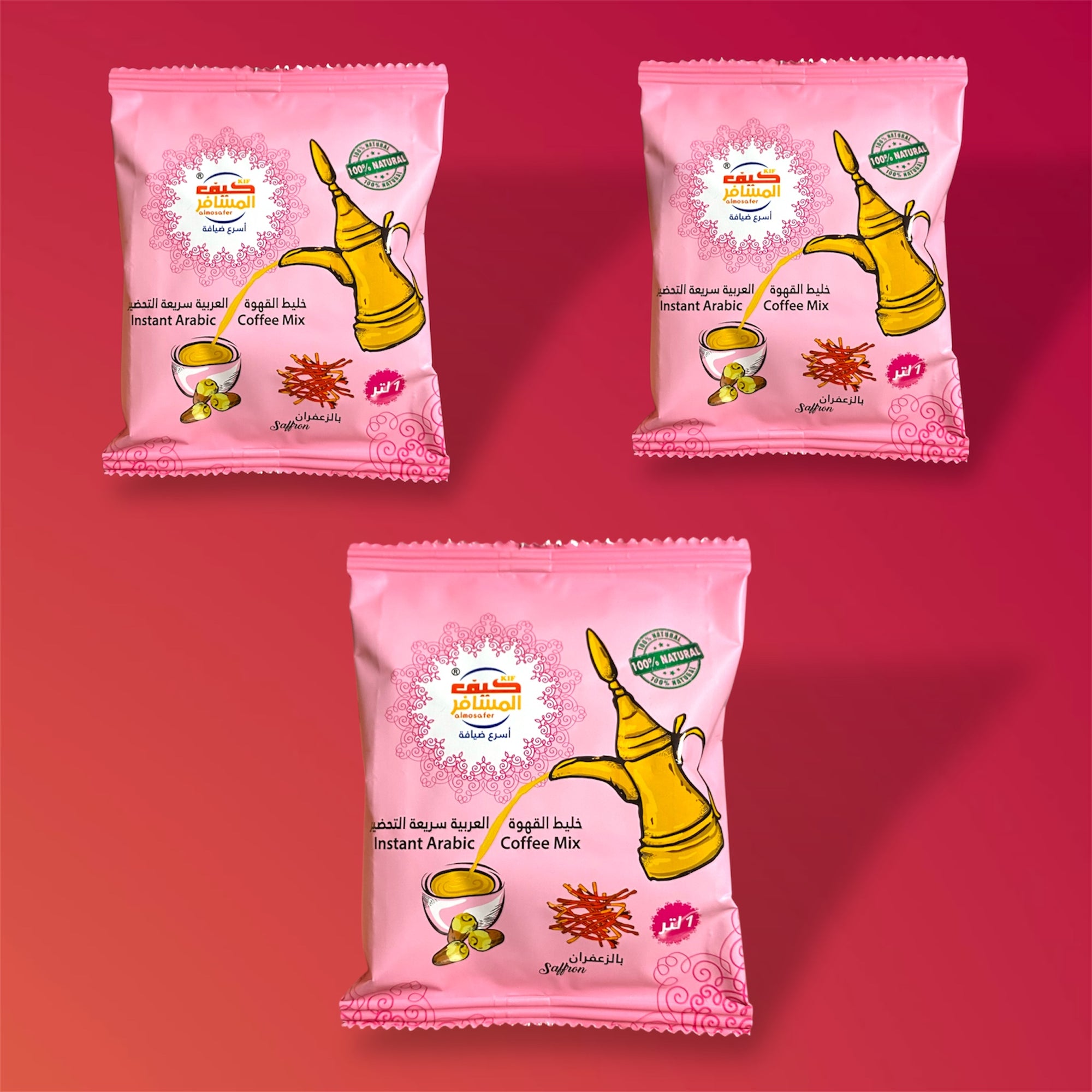 Kif Almosafer Instant Arabic Coffee saffron 30g X3